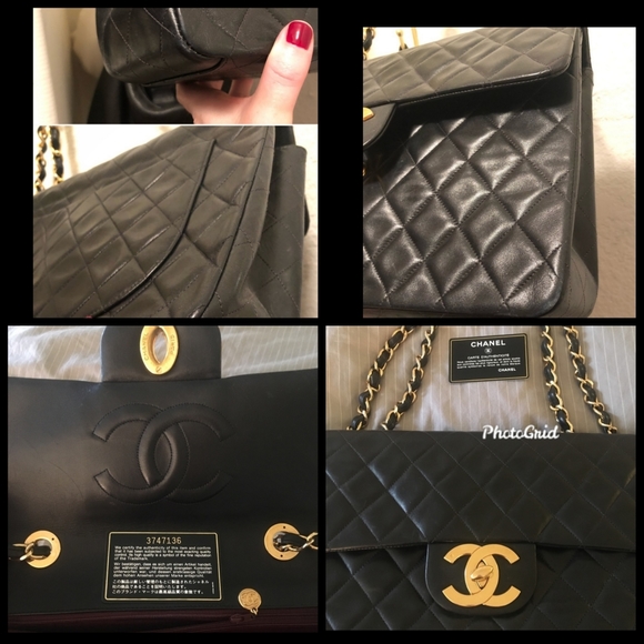 Chanel XL Maxi flap 24kt gold vintage bag 255  own a piece of Chanel history ✨️ - Picture 5 of 6
